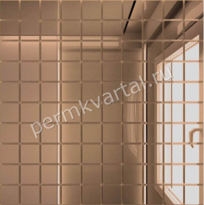 ДСТ.Зеркальная мозаика бронза с чипом 25*25мм, 300х300, (ДК)