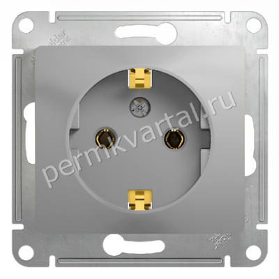 SCHNEIDER ELECTRIC.Розетка GLOSSA (1) с/з алюминий, GSL000343,(ЭИ)