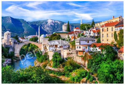 Фотообои бумажные Bellissimo Старый город Мостар, 8 листов, 2800х2000 мм, (ДК)