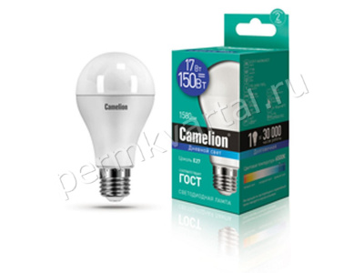 CAMELION.Лампа светодиод, А65/17Вт/E27/6500K/1580Лм, груша, LED A60-17W-865-E27 12653