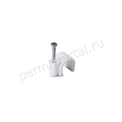 TDM.Скобы монтажные д/кабеля с гвоздем, D=8мм/круглая/белая,SQ0514-0015