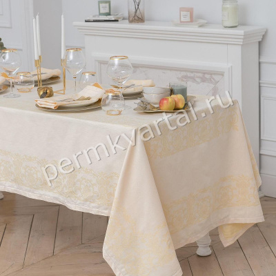 ЭТЕЛЬ.Набор столовый шампань, скатерть 150*300см,салф 45*45см-12шт, (ДК)