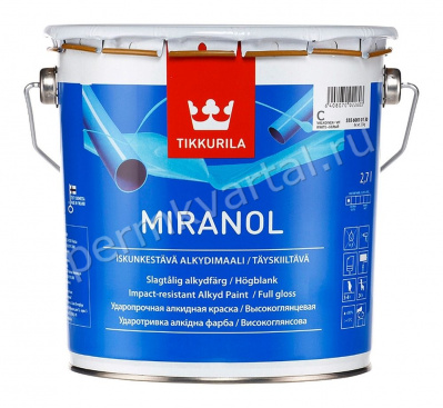 Эмаль тиксотропная TIKKURILA MIRANOL высокогляцевая база А 2,7 л (Под заказ)
