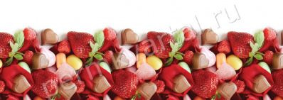 КОМФОРТ.Фартук ПВХ Клубника и шоколад, 3000х600х1,2мм, (Под заказ)