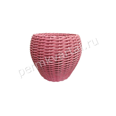 Кашпо Полиротанг розовый круглое, 6 л