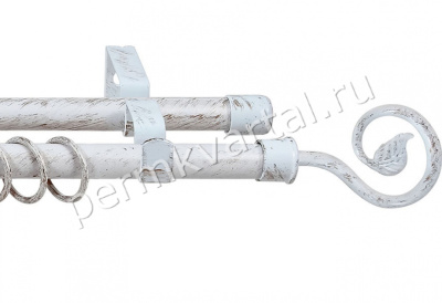 LEGRAND.Карниз кованный раздвижной лукка, 2-ряд белое золото, 160-300см, (ДК)