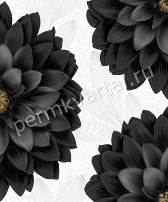 Обои бумажные САРАТОВ Цветок черный 0,53*10м в124-07, (ДК)