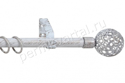 Карниз стеновой LEGRAND кованный раздвижной 1-ряд белый золото ажур 160-300см, (ДК)