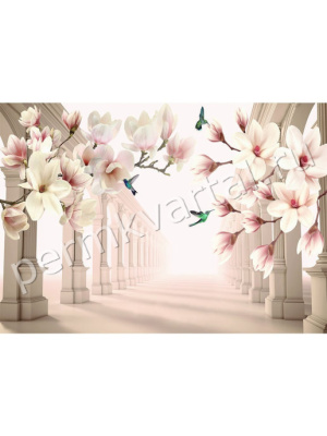 DECORETTO.Фотообои Колибри и цветы 360х254 вин/флиз (ДК)