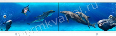 Экран для ванны пластиковый МЕТАКАМ Ультра легкий Дельфины Арт, 1680x560-600мм