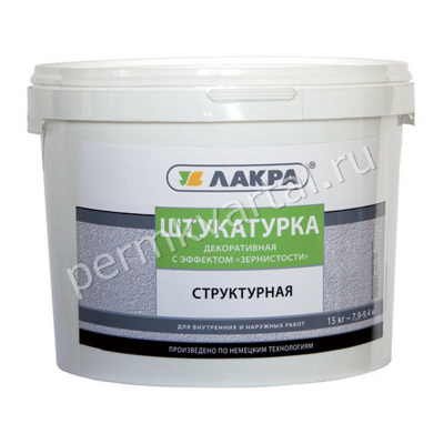 Покрытие декоративное ЛАКРА структурное зерно 1,5 мм белая 15 кг, (ДК)