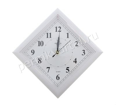Часы настенные ромбовидные Классика белая рамка, 20x20x4см, (ДК)