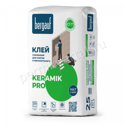 Клей для керамической плитки усиленный BERGAUF Керамик Про 25 кг