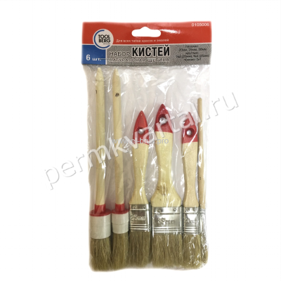 Набор кистей плоских Т4Р/TOOLBERG 6шт, (ДК)