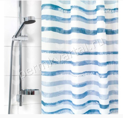 Штора для ванной полиэстер Акварельные полосы 2208-1 180х180 см, (ДК)