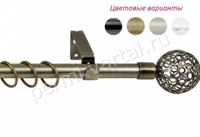 Карниз стеновой LEGRAND кованный раздвижной 1-ряд антик золото ажур 160-300см, (ДК)