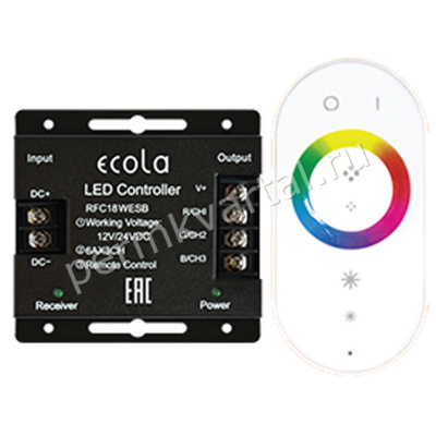 ECOLA.Контроллер д/ленты светодиодной, 18A/216W/12V, RFC18WESB, (ЭИ)