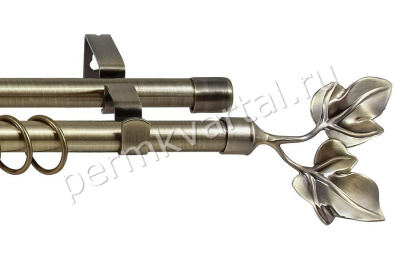 LEGRAND.Карниз кованный раздвижной лист, 2-ряд антик-золото, 160-300см, (ДК)