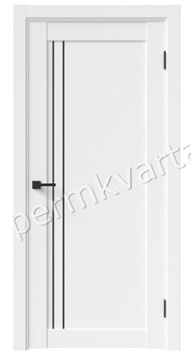 Дверь межкомнатная глухая 700*38*2000мм FRANT Метрополь GM-2 White crystal (Черный молдинг), (ДК)