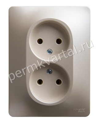 SCHNEIDER ELECTRIC.Розетка GLOSSA (2) б/з алюминий, (ЭИ)