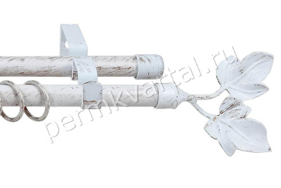 LEGRAND.Карниз кованный раздвижной лист, 2-ряд белое золото, 160-300см, (ДК)