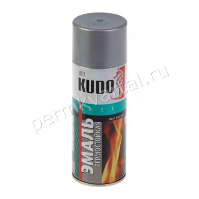 Эмаль аэрозольная термостойкая KUDO KU-5001 серебристая 400/520 мл