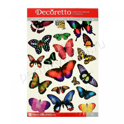 DECORETTO.Картинки самокл. Сказочные бабочки, 500*700мм, (ДК)