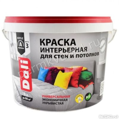 Краска интерьерная DALI белоснежная 9 л, , (ДК)