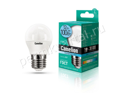 CAMELION.Лампа светодиод, G45 12Вт/E27/4500K/970Лм, шарик LED G45-12W-845-E27/13696