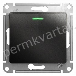 SCHNEIDER ELECTRIC.Выключатель с подсветкой GLOSSA (2) антрацит GSL000753, (ЭИ)