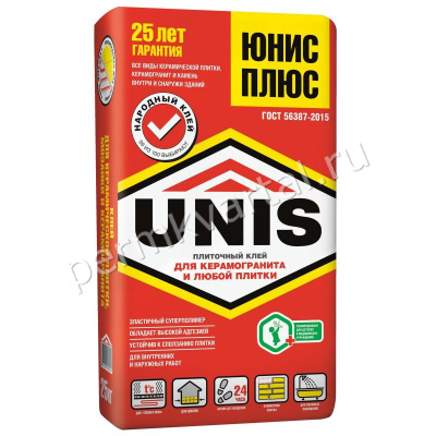 Клей для плитки UNIS Плюс 25 кг