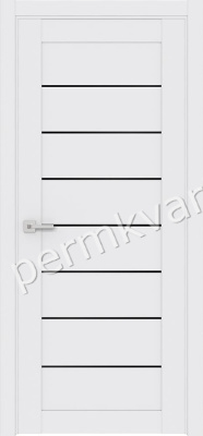 Дверь межкомнатная со стеклом 800*36*2000мм FRANT Hills L11 Белый бланко (черная лакобель), (ДК)