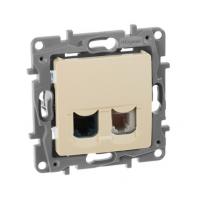 LEGRAND. ETIKA.Розетка телефонная+компьютерная  RJ11+ RJ45 кат. 5 UTP слоновая кость, (ЭИ)